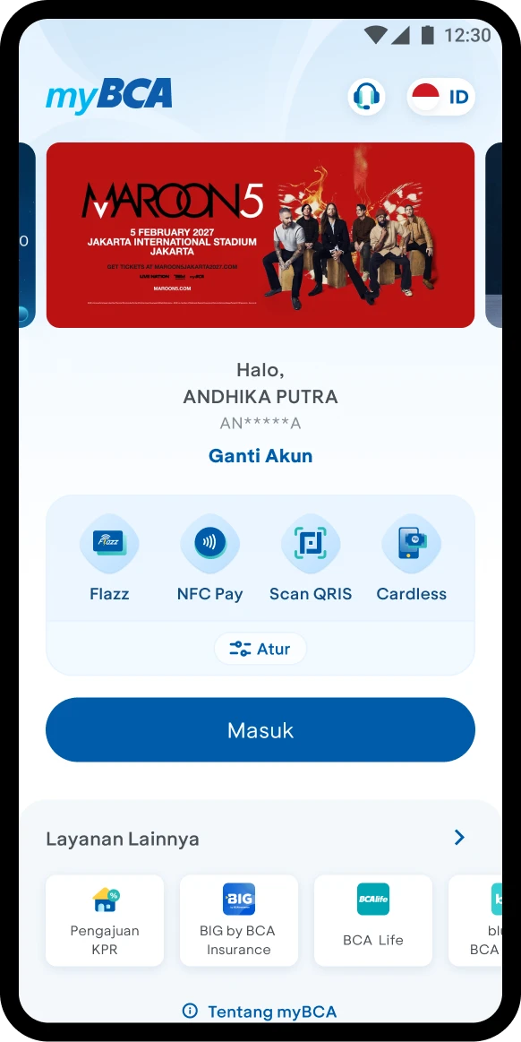 myBCA ticket purchase screen